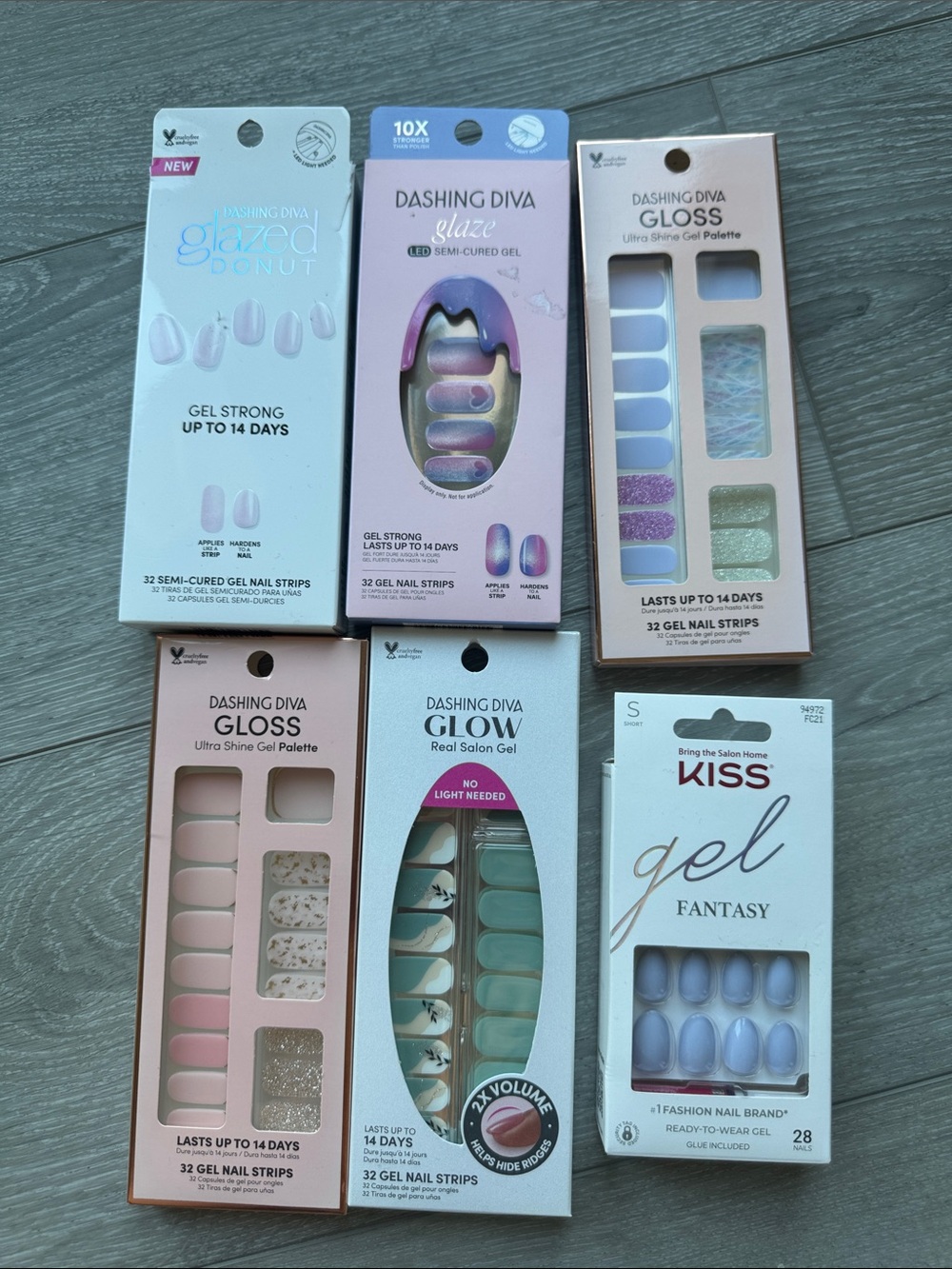 Dashing Diva & Kiss Gel Nail Strips Pack - Pastel Blue, Pink, Lavender & Mint